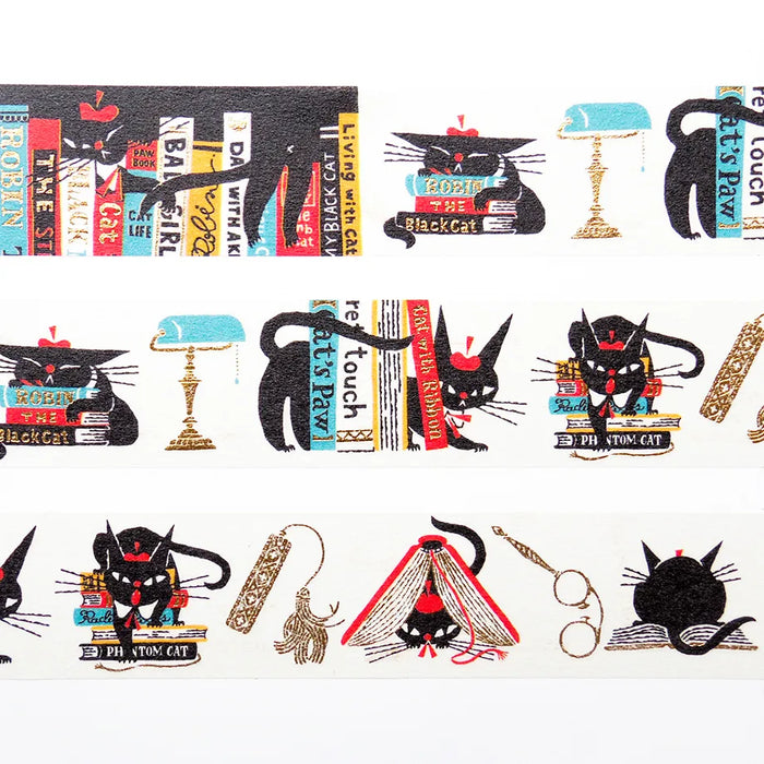 Kuroneko Design Foil-Stamped Washi Tape - Robin's Bookstore