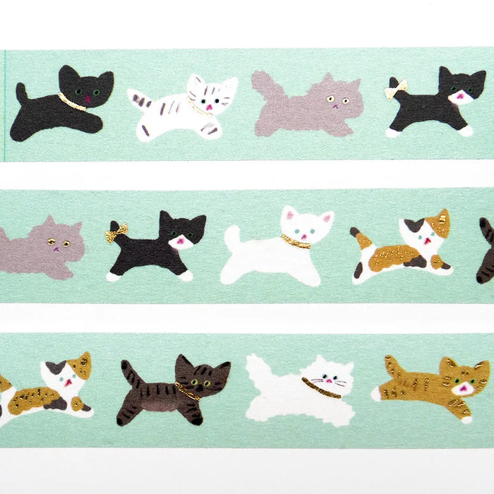 Tada Reiko Foil-Stamped Washi Tape - Cat Walk