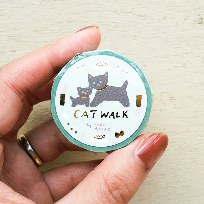 Tada Reiko Foil-Stamped Washi Tape - Cat Walk