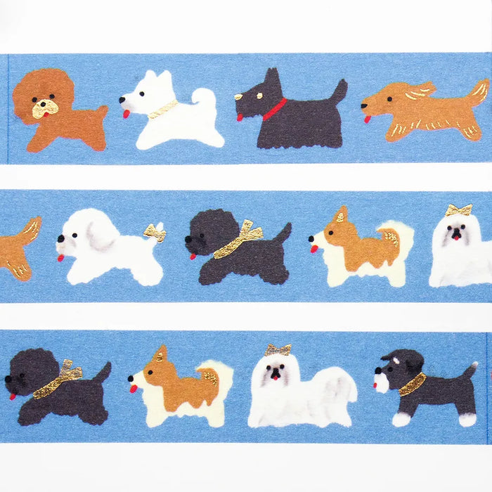 Tada Reiko Foil-Stamped Washi Tape - Doggie Parade