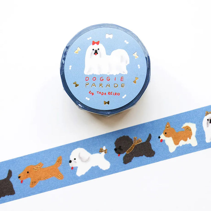 Tada Reiko Foil-Stamped Washi Tape - Doggie Parade
