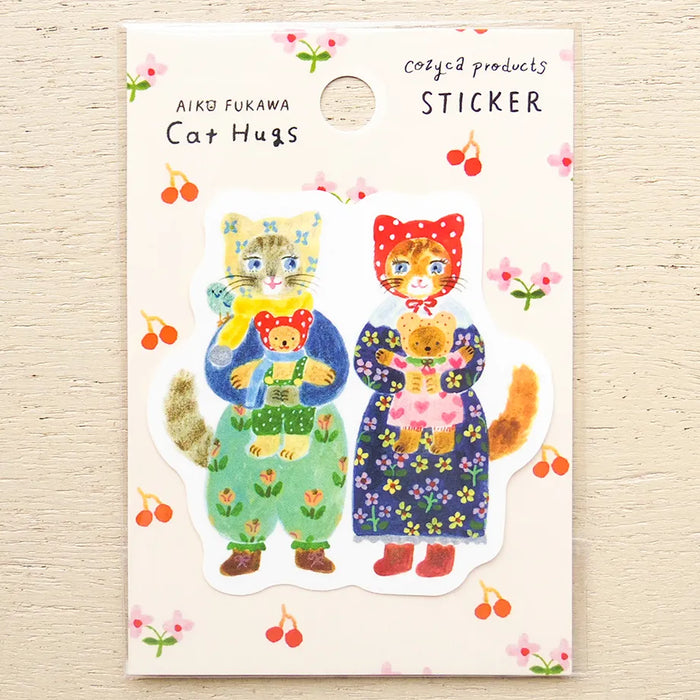 Aiko Fukawa Die-Cut Sticker - Cat Hugs