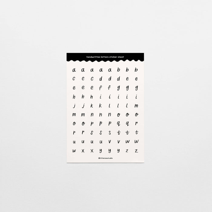 Black and White Handwritten Letters Sticker Sheet