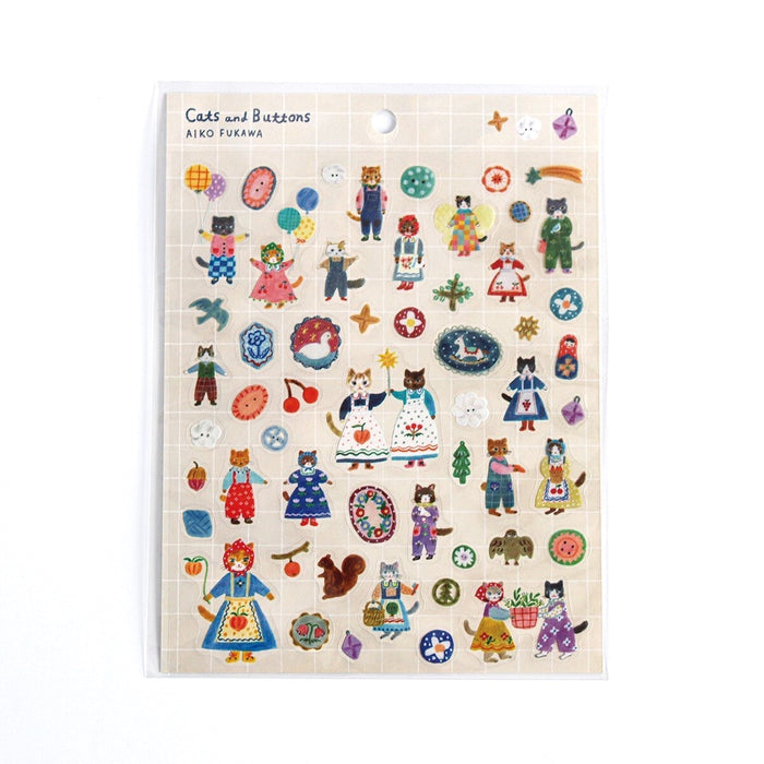 Aiko Fukawa Clear Stickers - Cats and Buttons