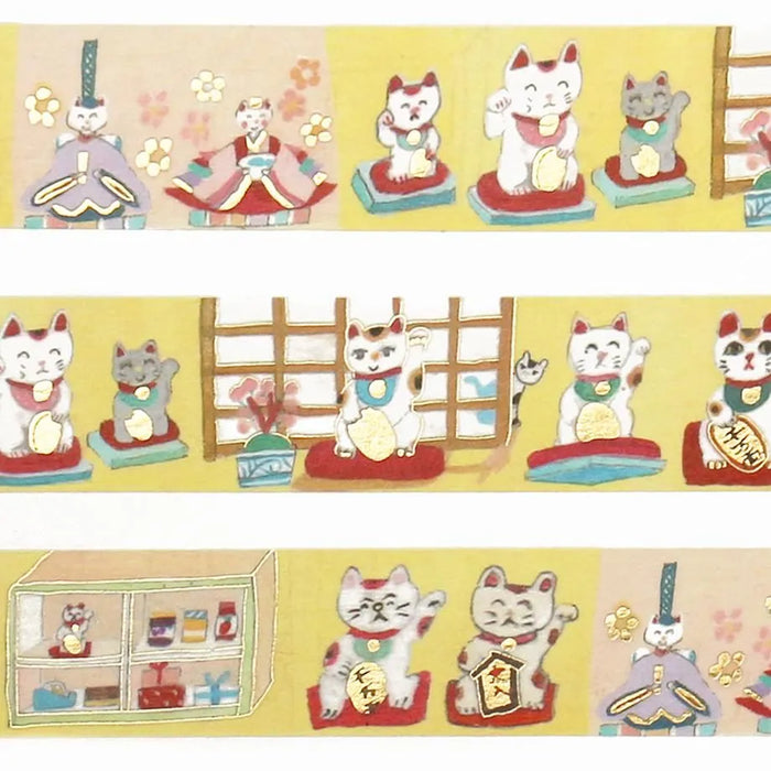 Ai Okino Foil-Stamped Washi Tape - Beckoning Cat