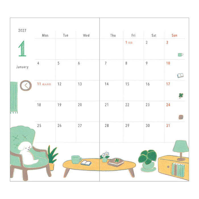 2027 Pocket Diary B6 Slim - Monthly - Dog