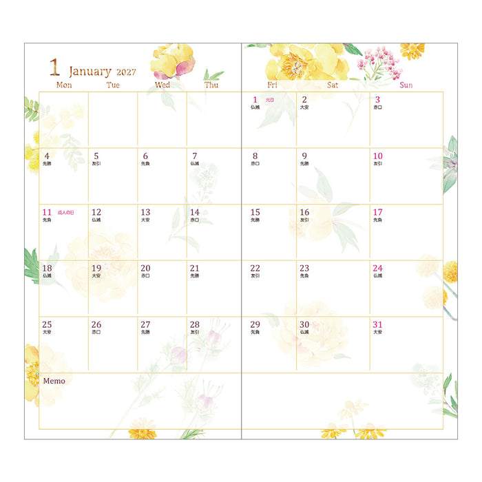 2027 Pocket Diary B6 Slim - Monthly - Country Time Floral