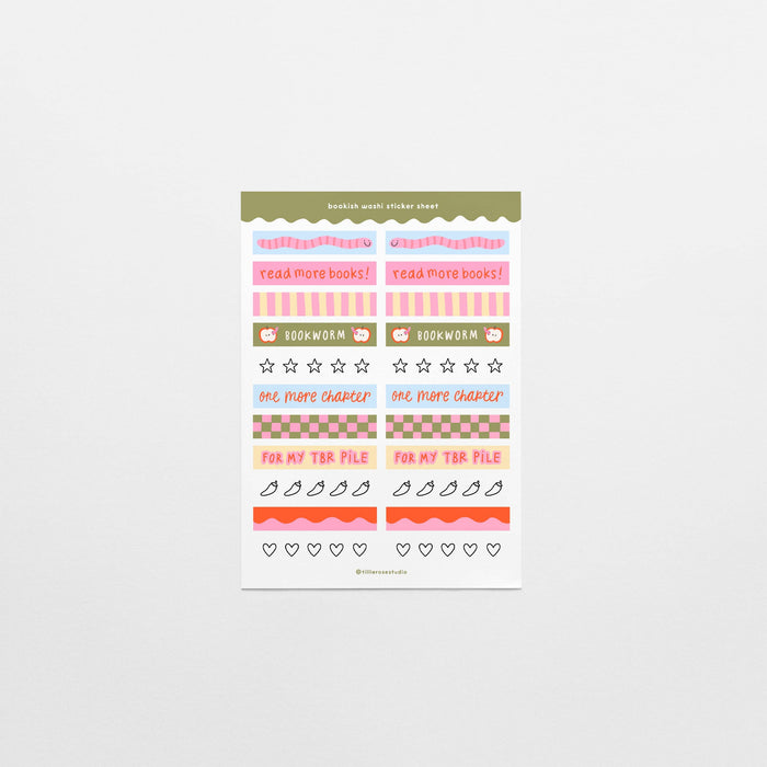Bookish Tape Strips Sticker Sheet
