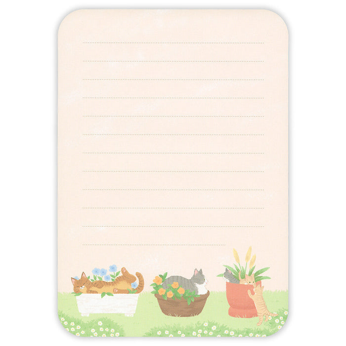 'Nyantomo' Series Letter Writing Set - Cats in a Flower Garden