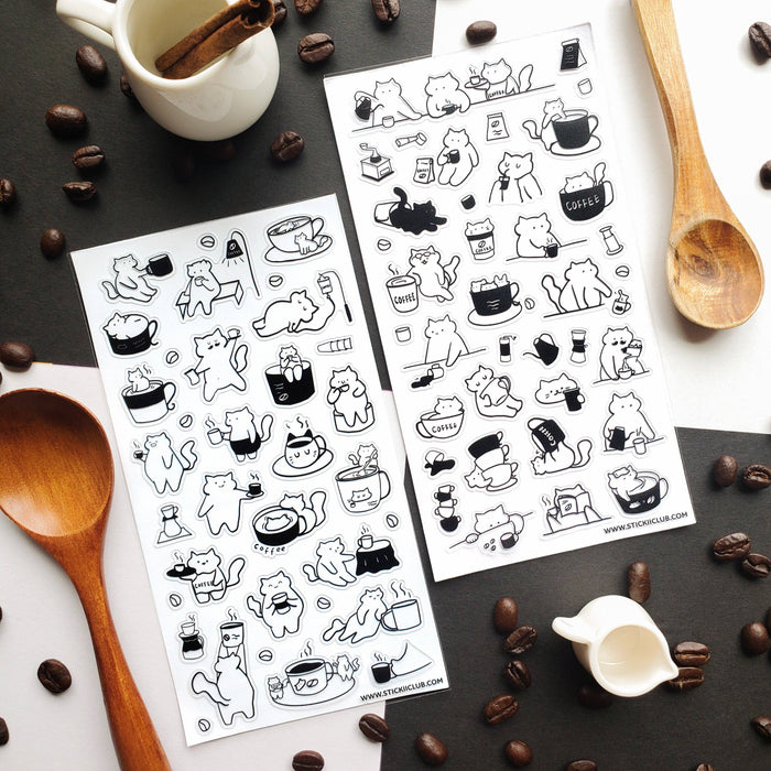 Caffeine Cats 2 Sticker Sheet