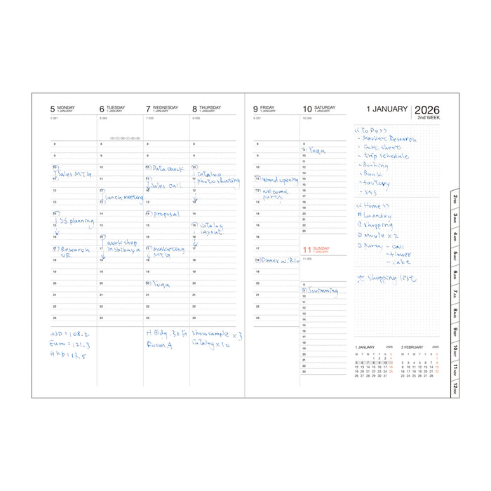 Weekly Vertical Planner 2026-16 months A5 Birds - Green