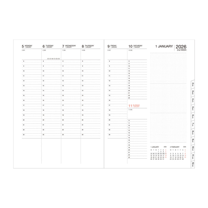 Weekly Vertical Planner 2026-16 months A5 Birds - Green