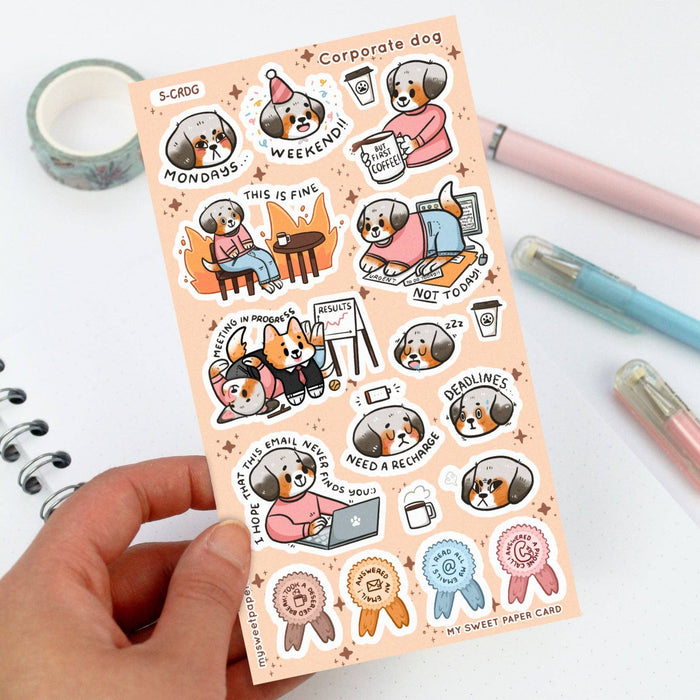 Corporate Dog Sticker Sheet