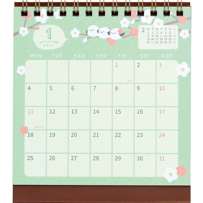 2027 Desktop Calendar - Shimaenaga Trio