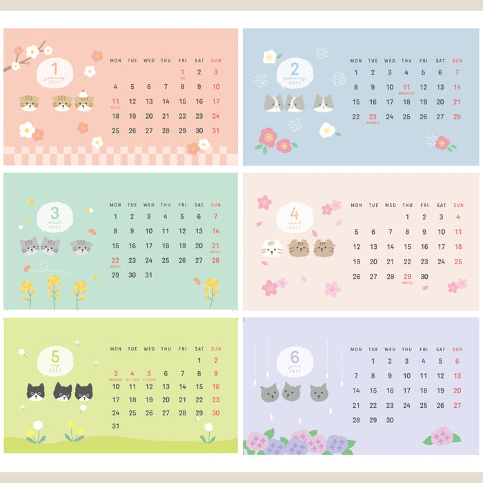 2027 Desktop Calendar - Trio of Cats