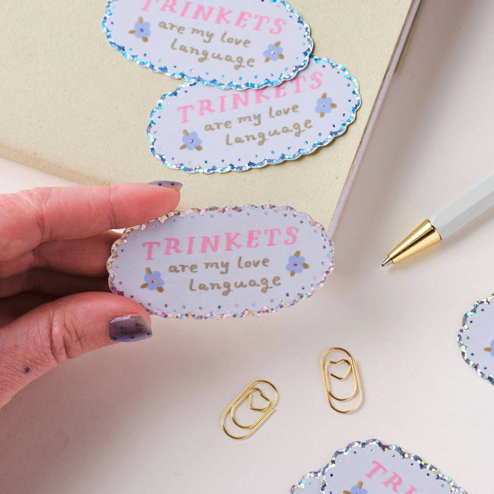Trinkets Are My Love Language Holographic Sticker