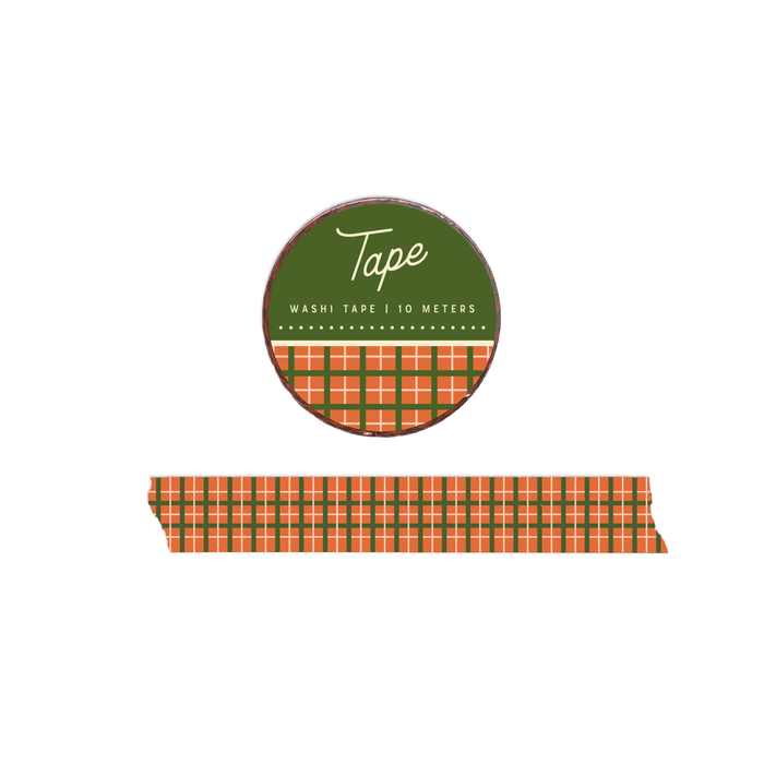 Orange & Green Plaid Washi Tape