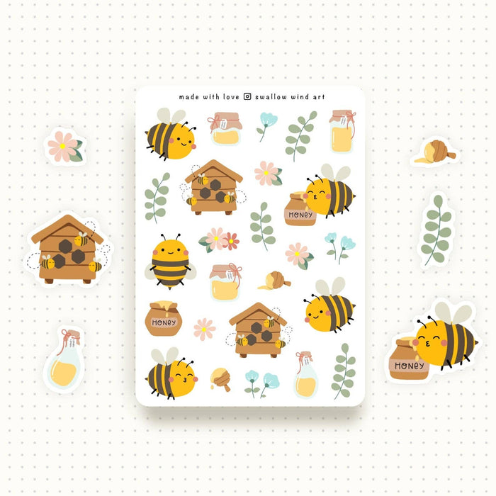 Sticker Sheet - Happy Honey Bee