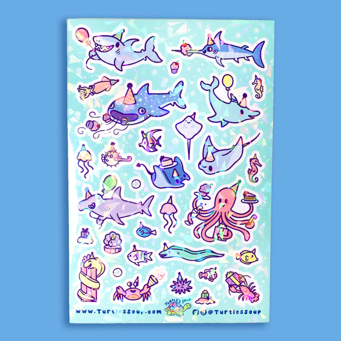 Ocean Party Crystal Hologram Vinyl Sticker Sheet