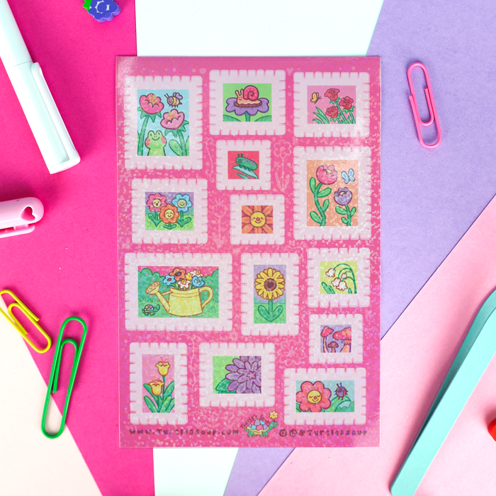 Floral Stamps Vinyl Sticker Sheet