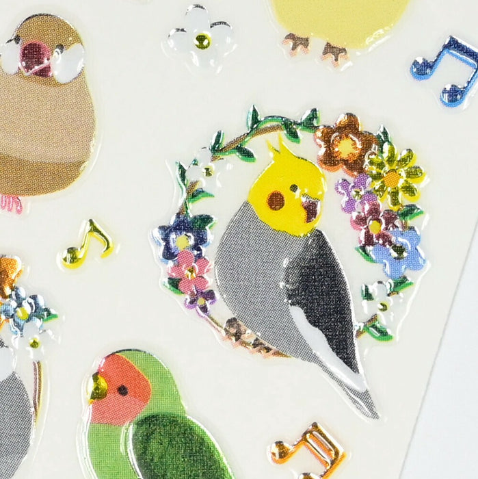 Japanese Resin Stickers - Small Bird & Flower