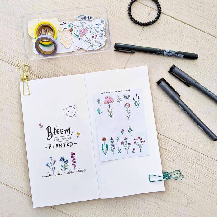 Sticker Sheet - Wildflowers & Leaves v1