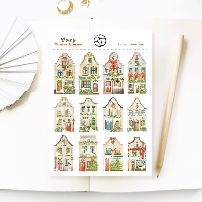 Sticker Sheet - Cozy Winter Houses