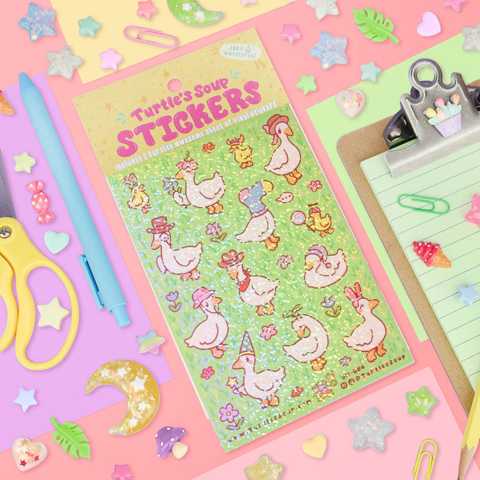 Ducks with Hats Vinyl Sticker Sheet