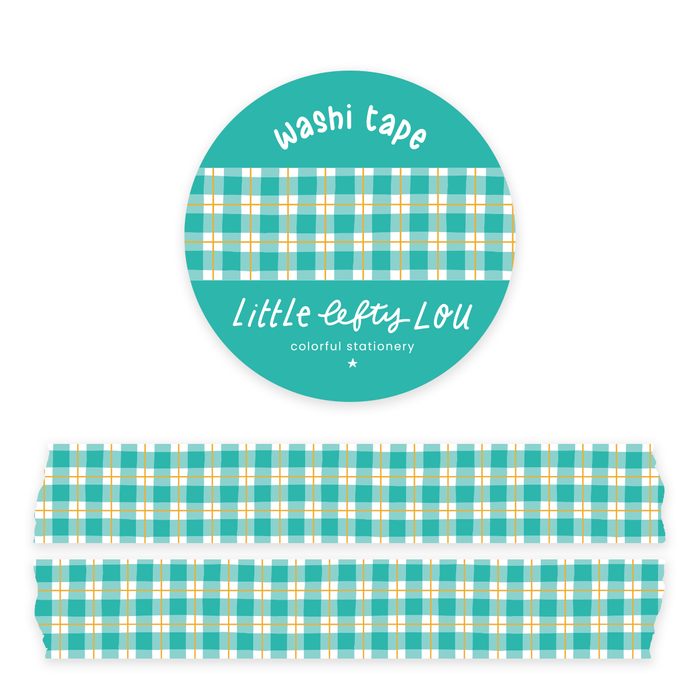 Teal Gingham Washi Tape