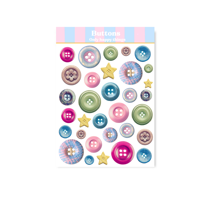 Buttons A6 Sticker Sheet