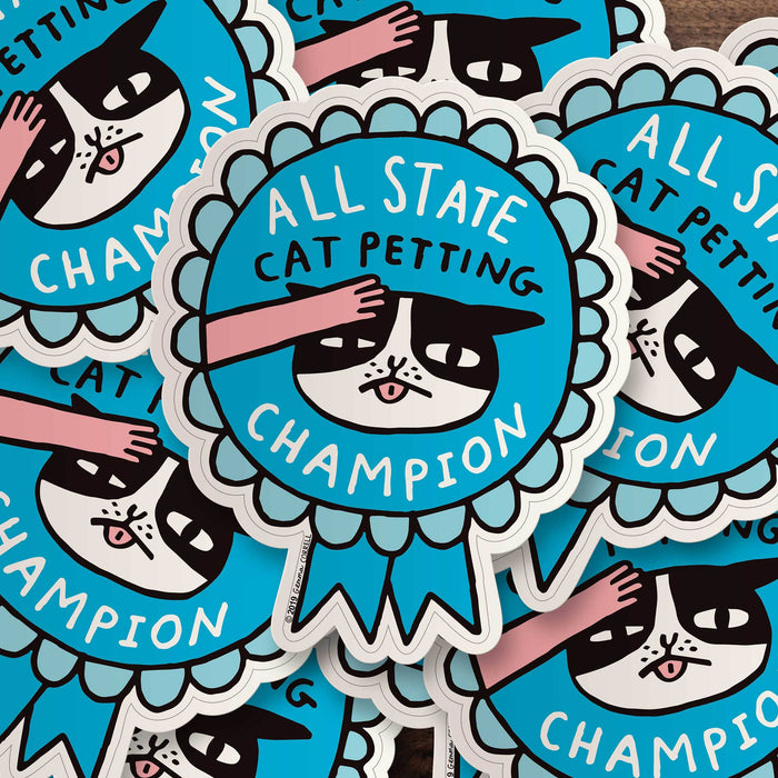 All State Cat Petting Champion Vinyl Sticker