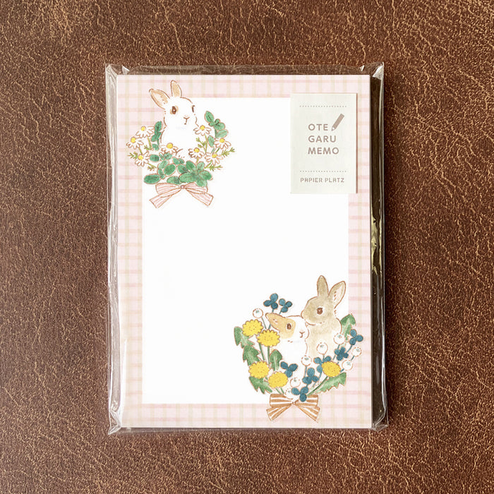 Schinako Moriyama x Papier Platz Memo Pad - Rabbit & Wildflowers