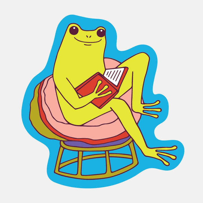 Bookish Frog Vinyl Sticker