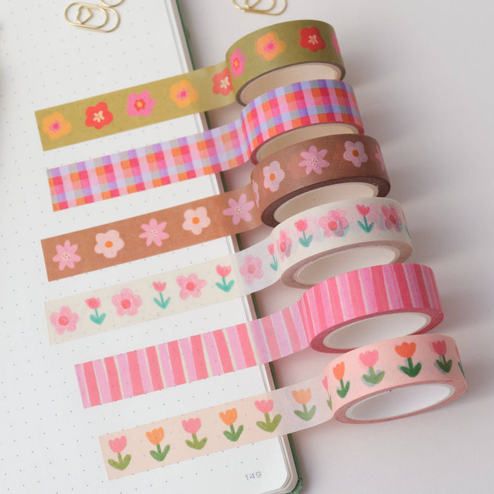 Brown and Pink Floral Washi Tape