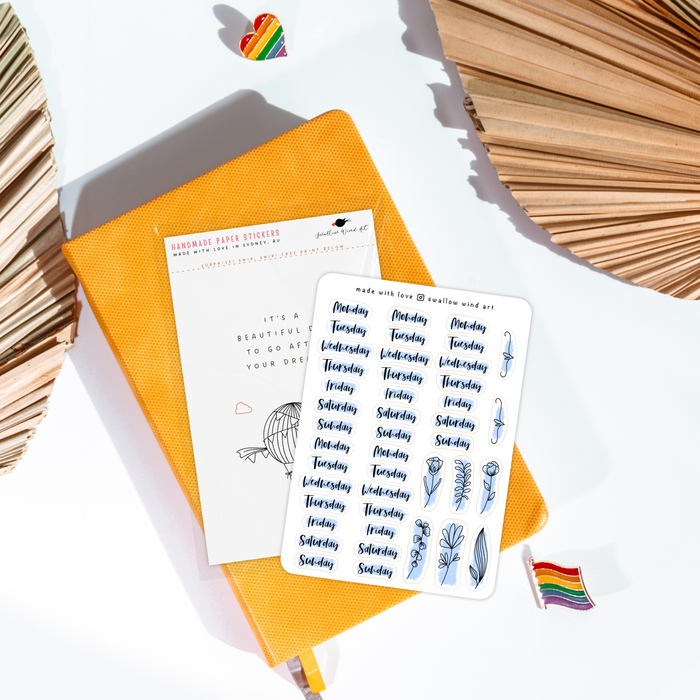 Sticker Sheet - Functional Days of the Week - Script