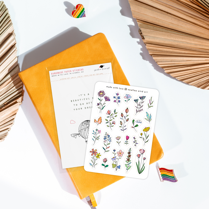 Sticker Sheet - Wildflowers & Leaves v2