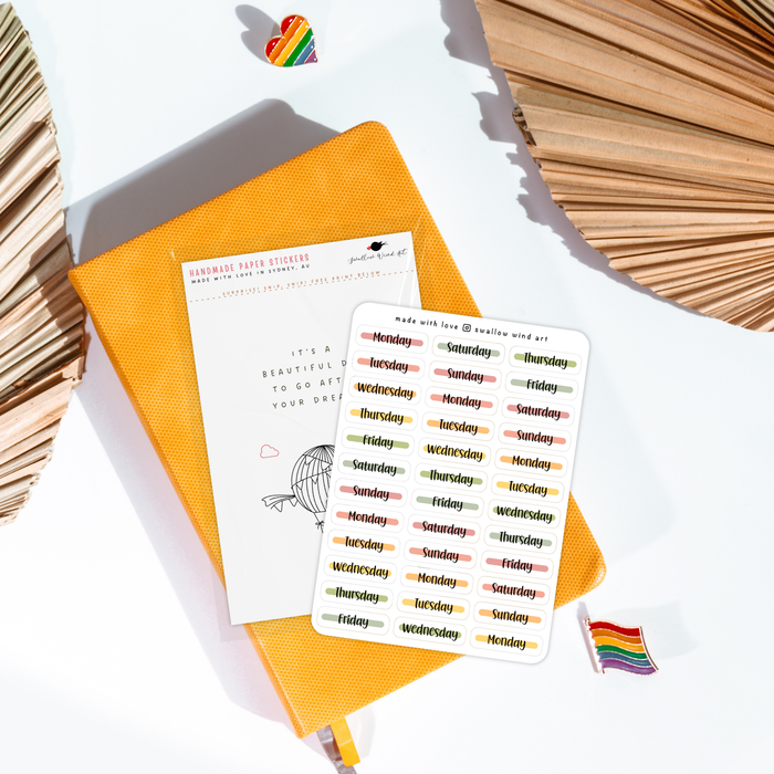 Sticker Sheet - Functional Days of the Week