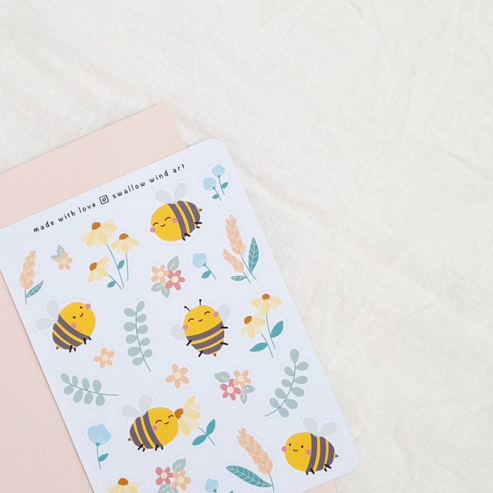 Sticker Sheet - Bees & Flowers