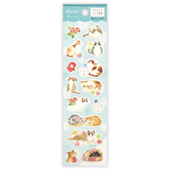 Japanese Washi Paper Stickers - Winter Cats