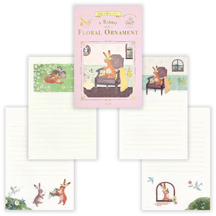 Letter Writing Pad - Rabbit & Flowers