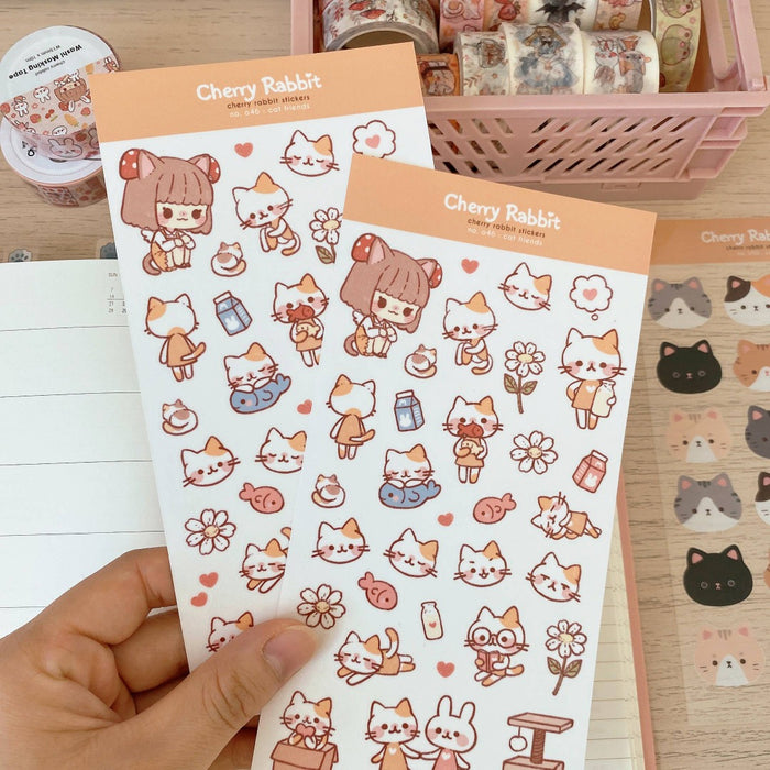 Cat Friends Washi Sticker Sheet