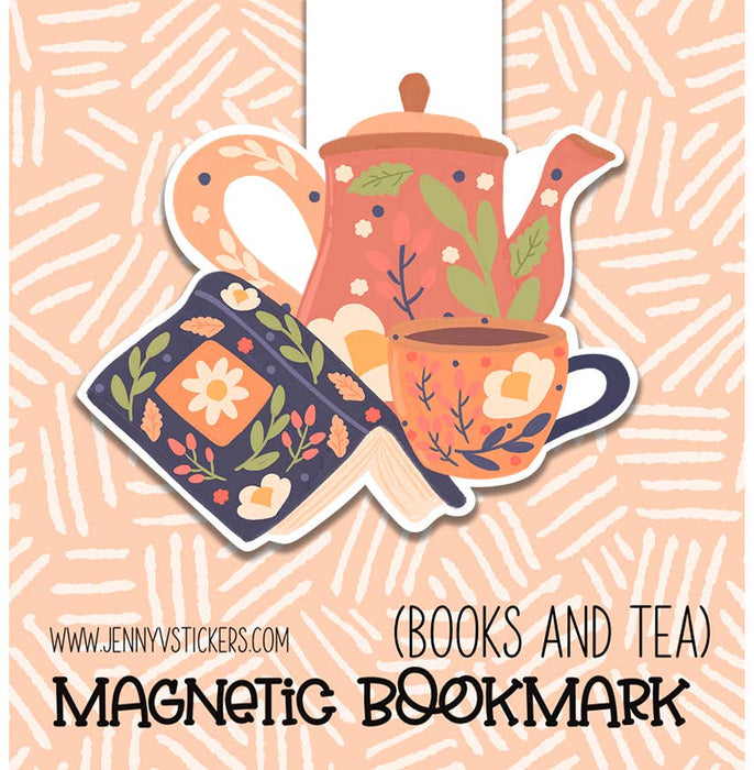 Books and Tea Magnetic Bookmark