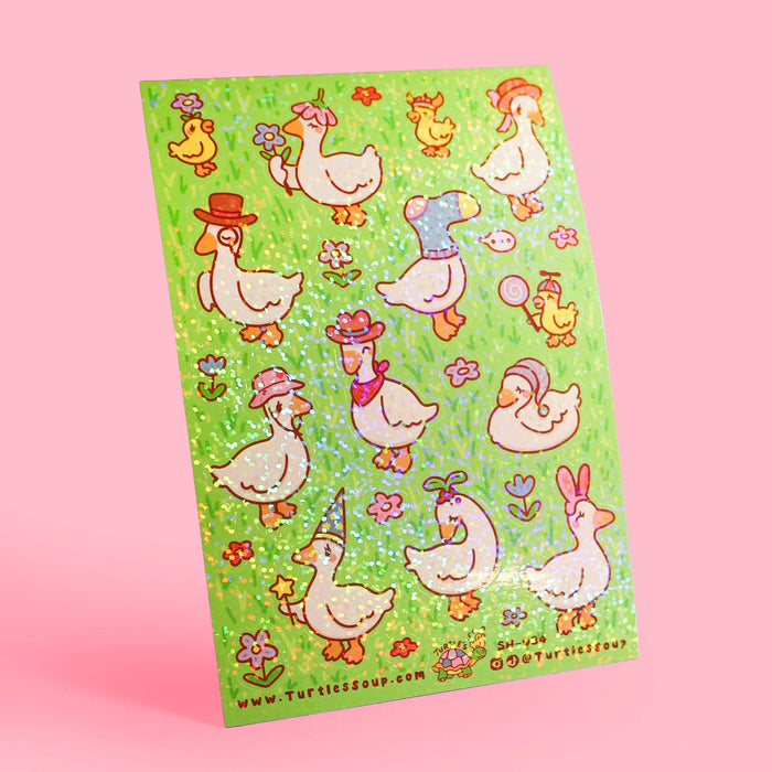 Ducks with Hats Vinyl Sticker Sheet