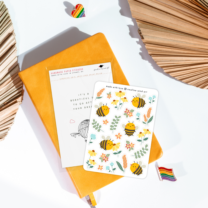 Sticker Sheet - Bees & Flowers