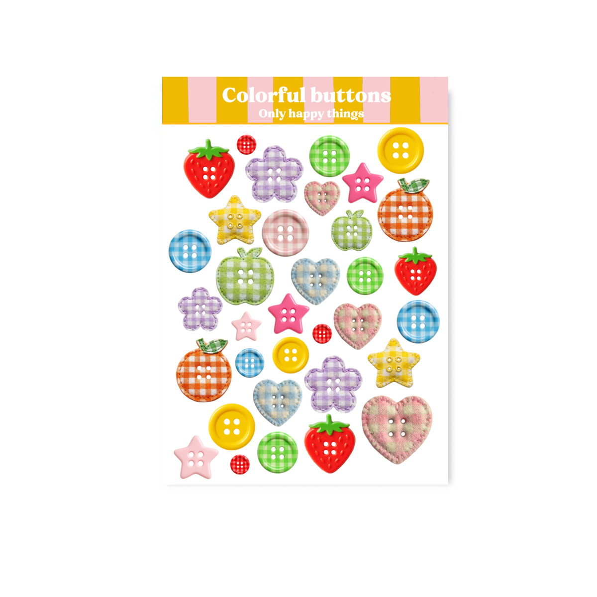 Colourful Buttons A6 Sticker Sheet — WashiGang
