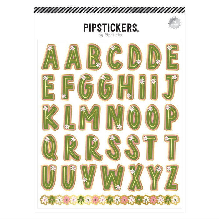 Dainty Daisies Big Alphabet Stickers (5 Sheets) — WashiGang