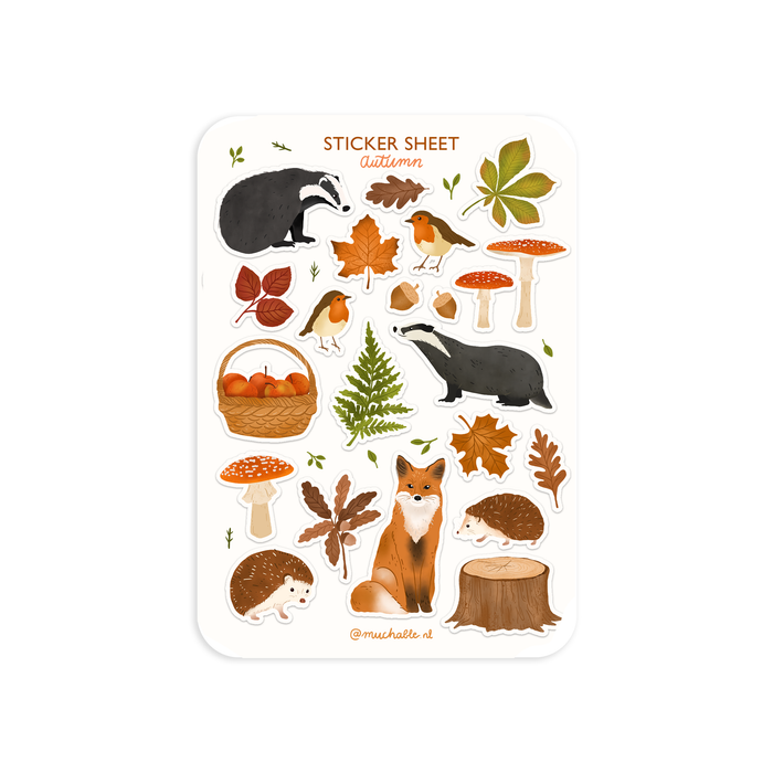 A6 Sticker Sheet - Autumn Animals