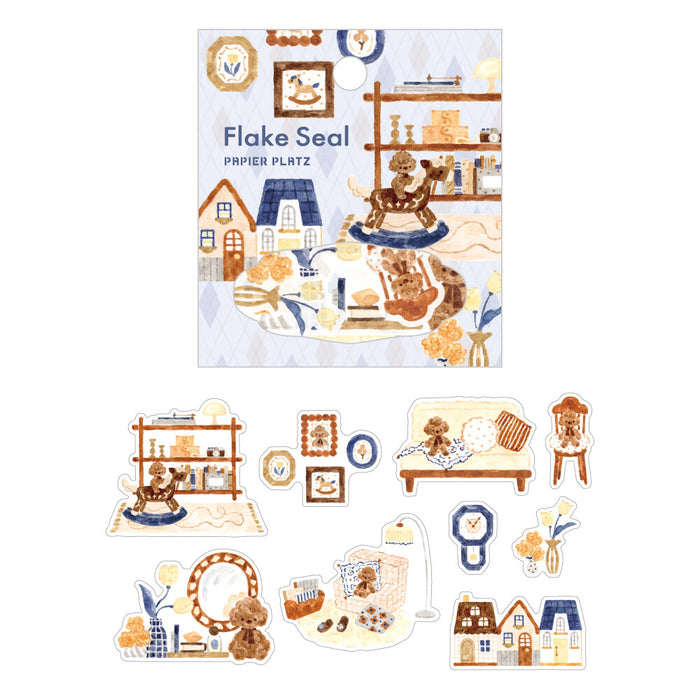 Nakauchi Waka x Papier Platz Flake Stickers - Dog & Interior