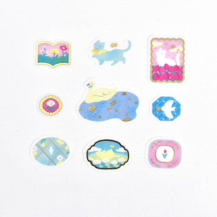 Kazu Miyashita x Papier Platz Gold Foil Flake Stickers - Cat Day