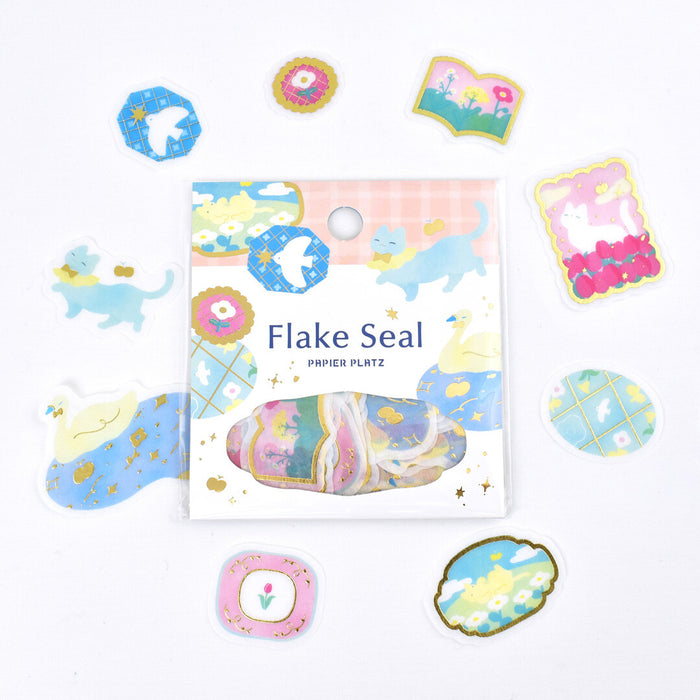 Kazu Miyashita x Papier Platz Gold Foil Flake Stickers - Cat Day